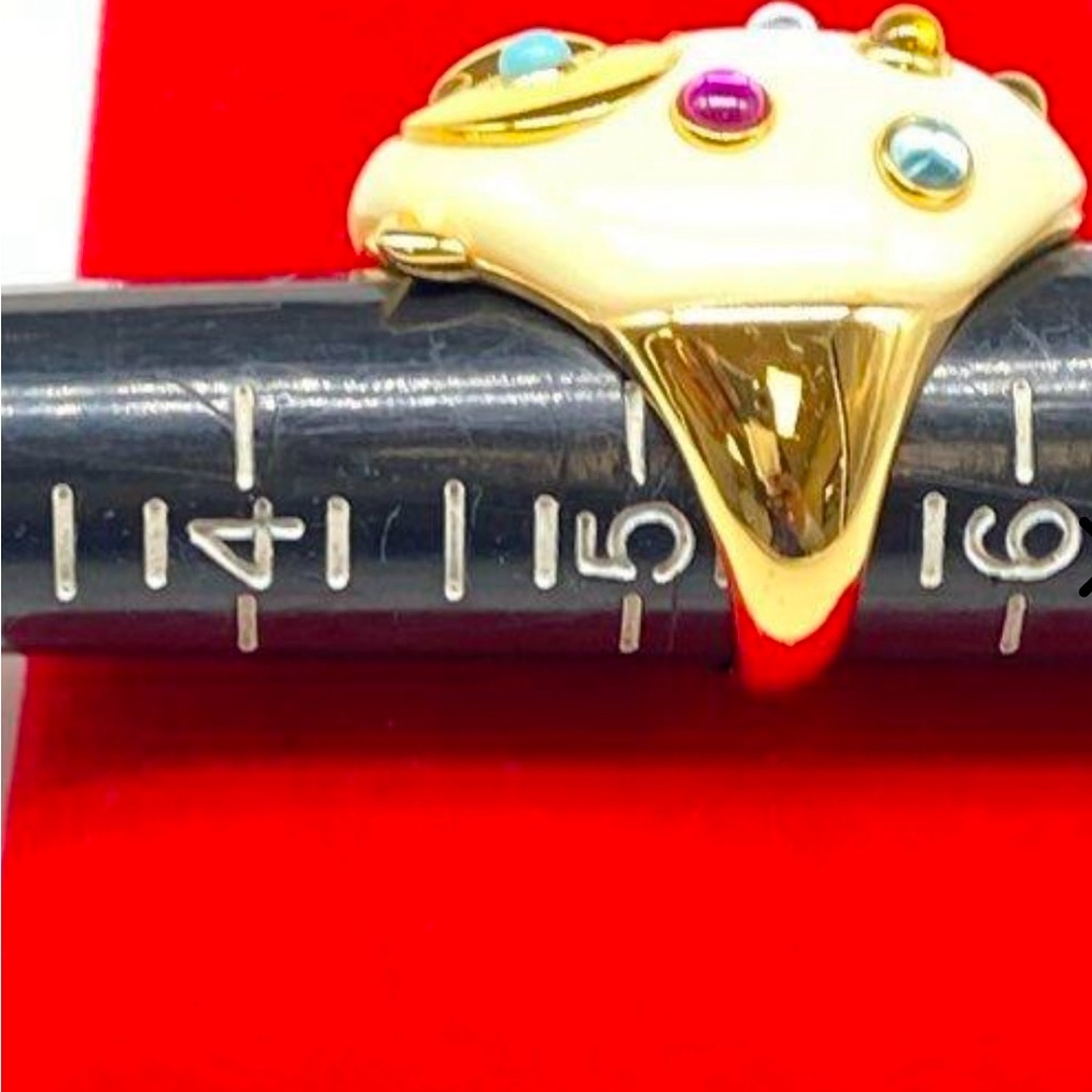 kate spade Gold and Cream Owl Ring with Multicolor Gem Accents - Picture 4 of 9
